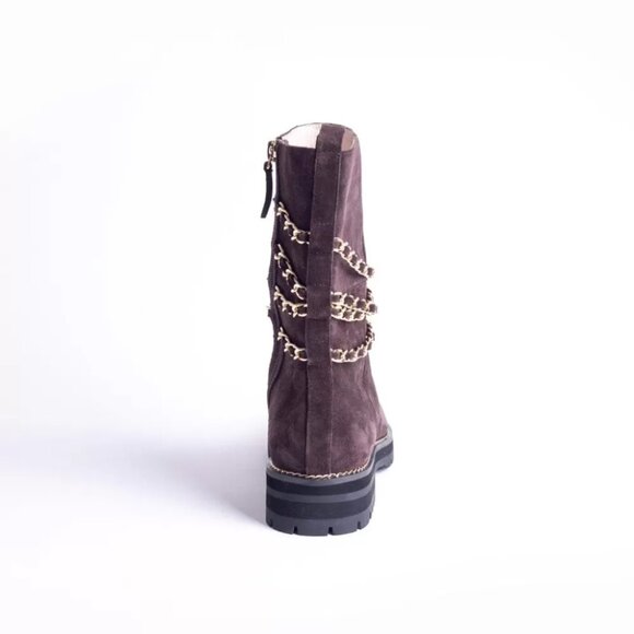 NEW CECELIA NEW YORK Chocolate Suede Misunderstood Chain Boots Chocolate 864tn - Picture 5 of 9
